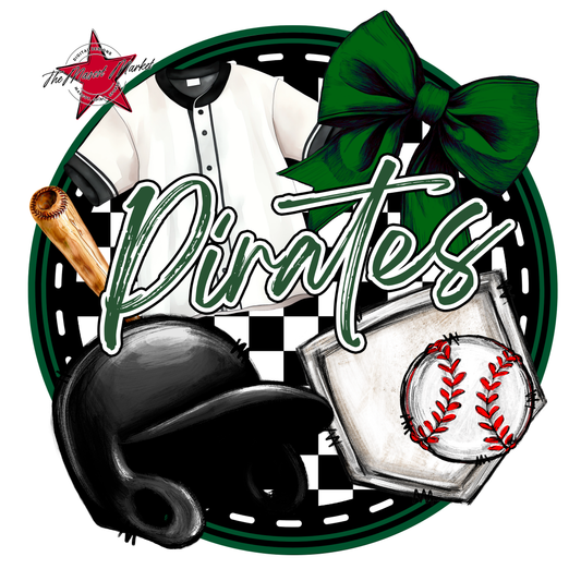 Pirates Circle Baseball Design-Green