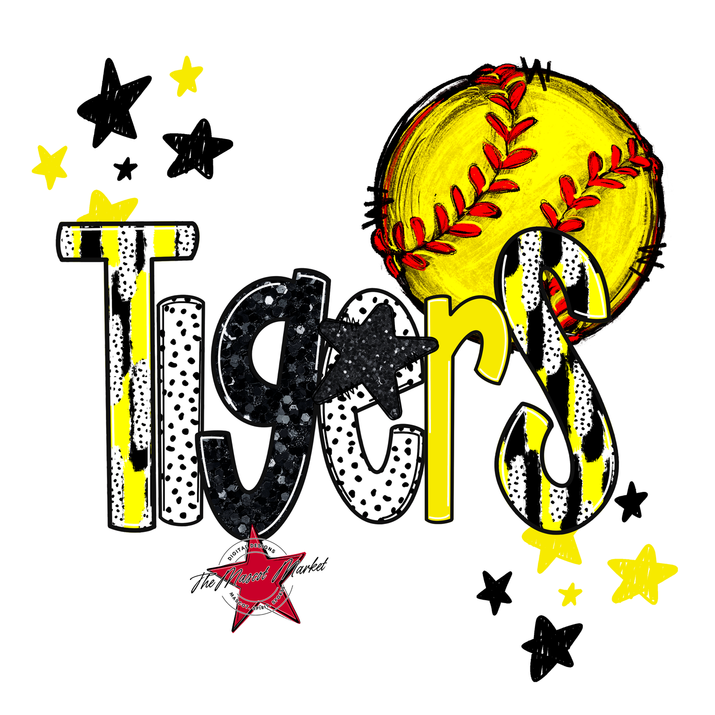 Tigers Softball Scrape-Bright Yellow