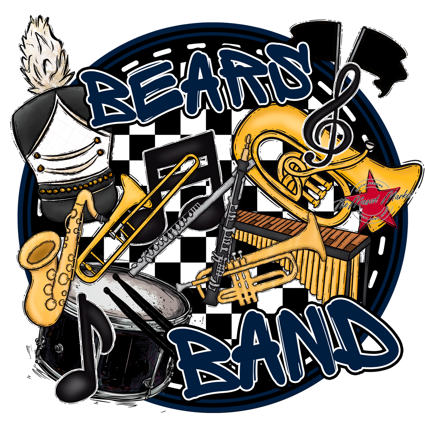 Bears Circle Band Design-Navy