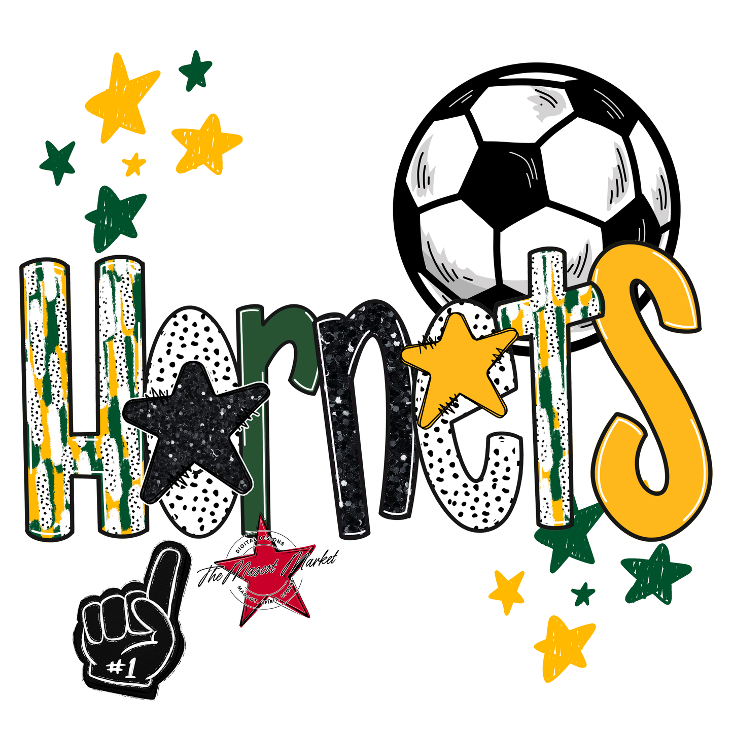 Hornets Soccer Scrape-Green-Yellow