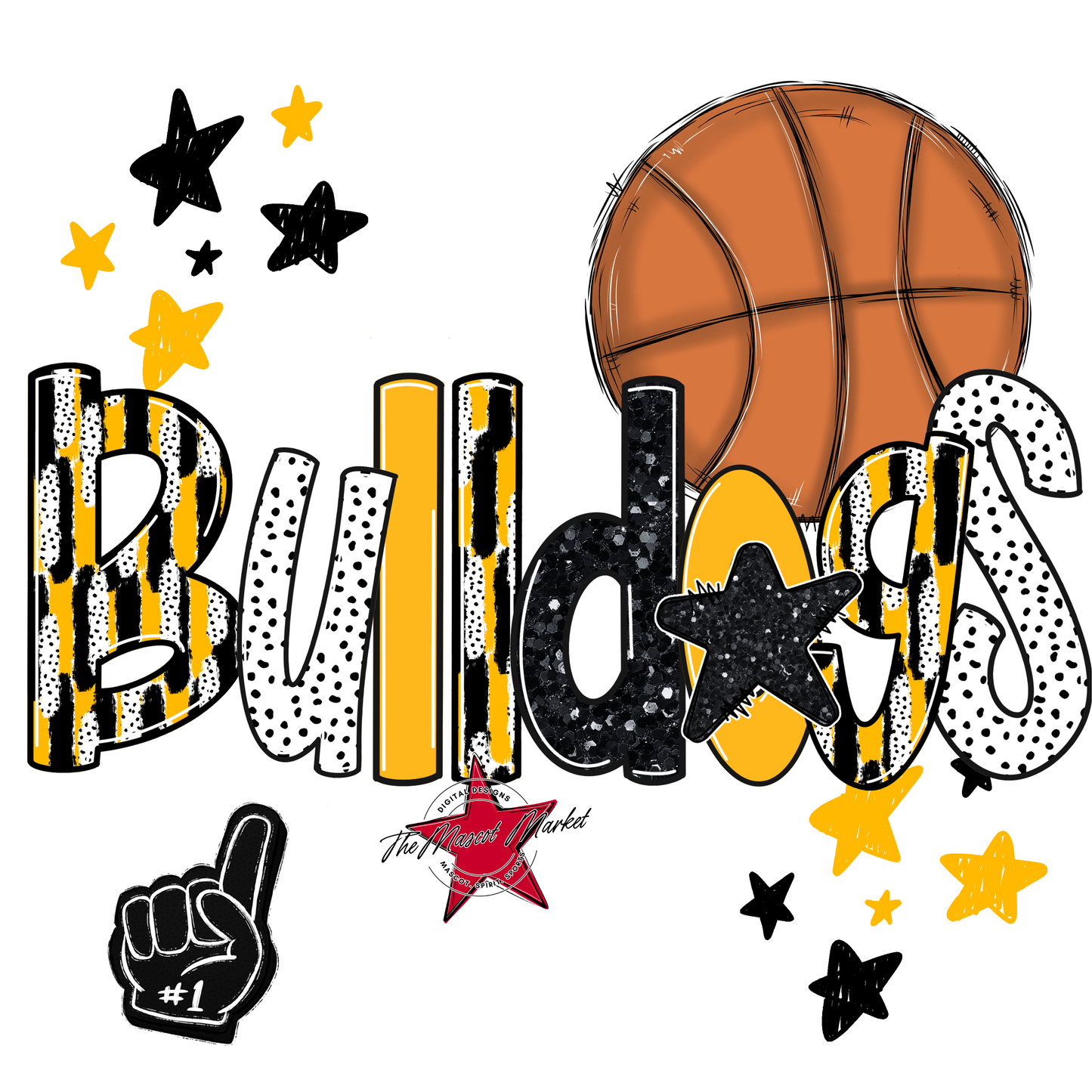 Bulldogs Basketball Scrape-Yellow