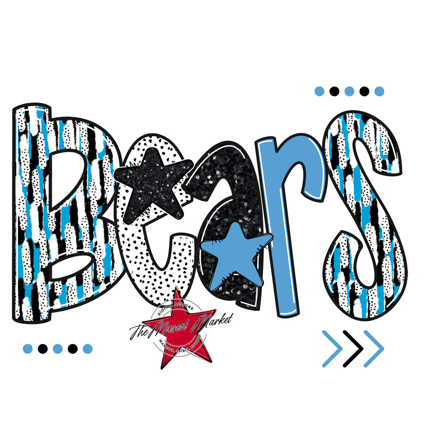 Bears Brushstroke Alpha Design-Carolina Blue