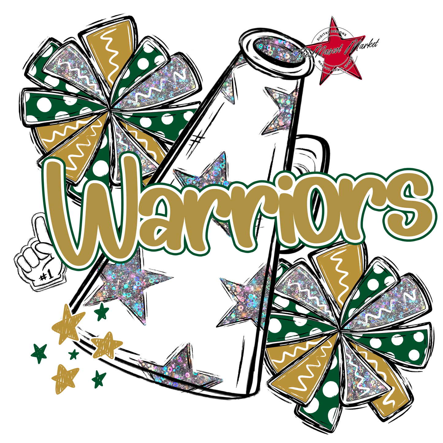 Warriors Alpha Megaphone Design-Green-Gold