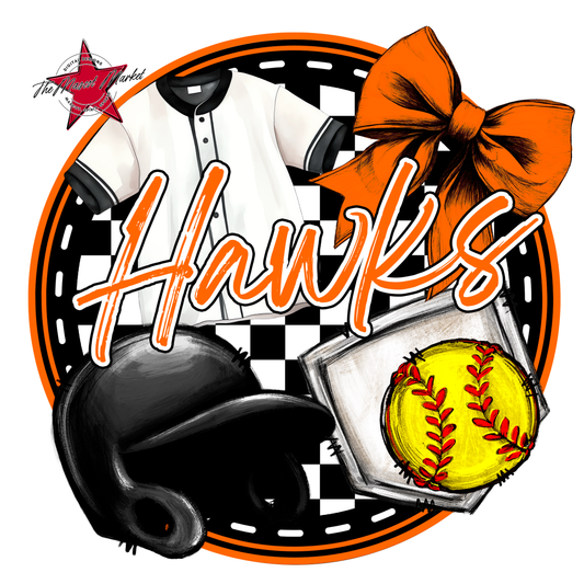 Hawks Circle Softball Design-Orange