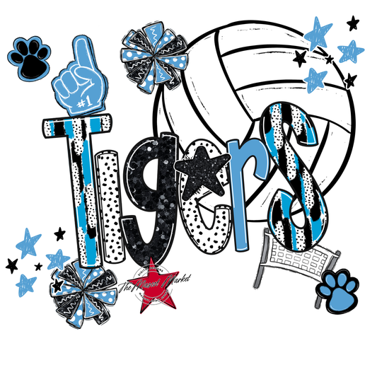 Tigers Volleyball Scrape-Carolina Blue