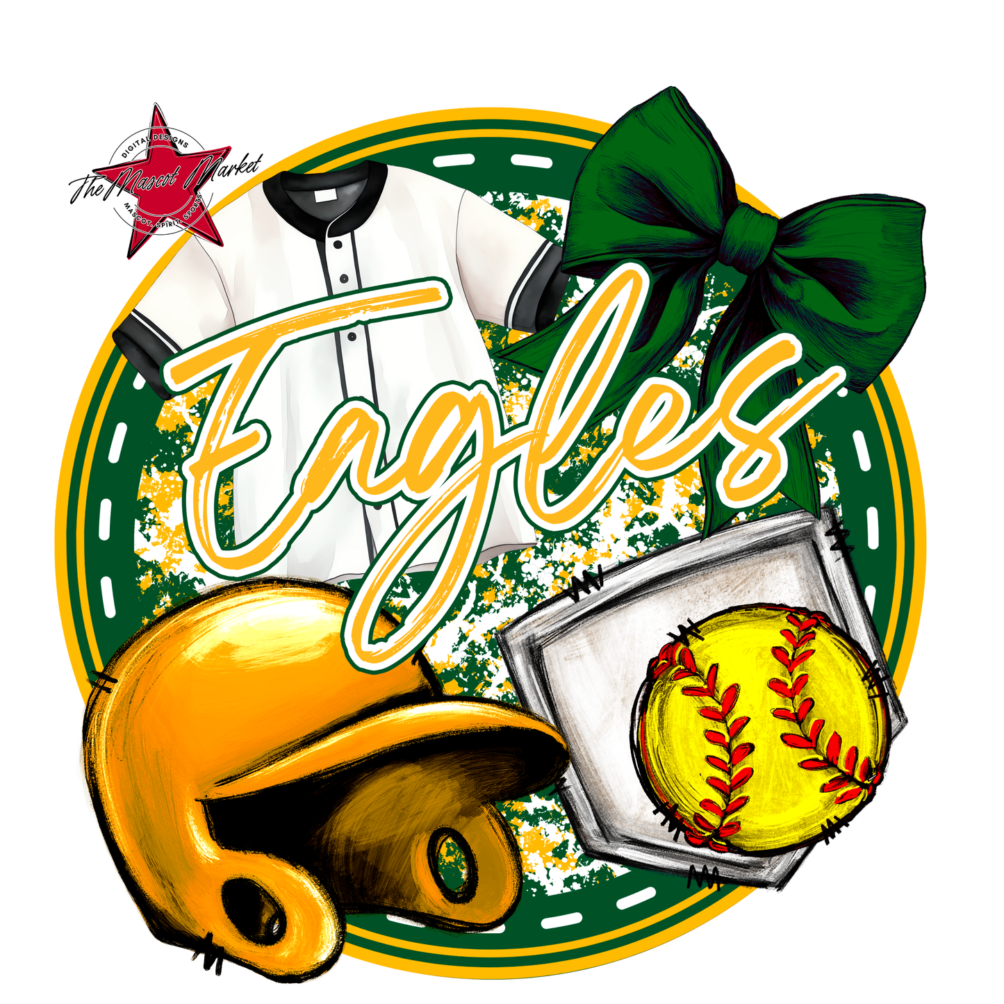 Eagles Circle Softball Design-Green-Yellow