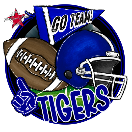 Tigers Circle Football Design-Blue