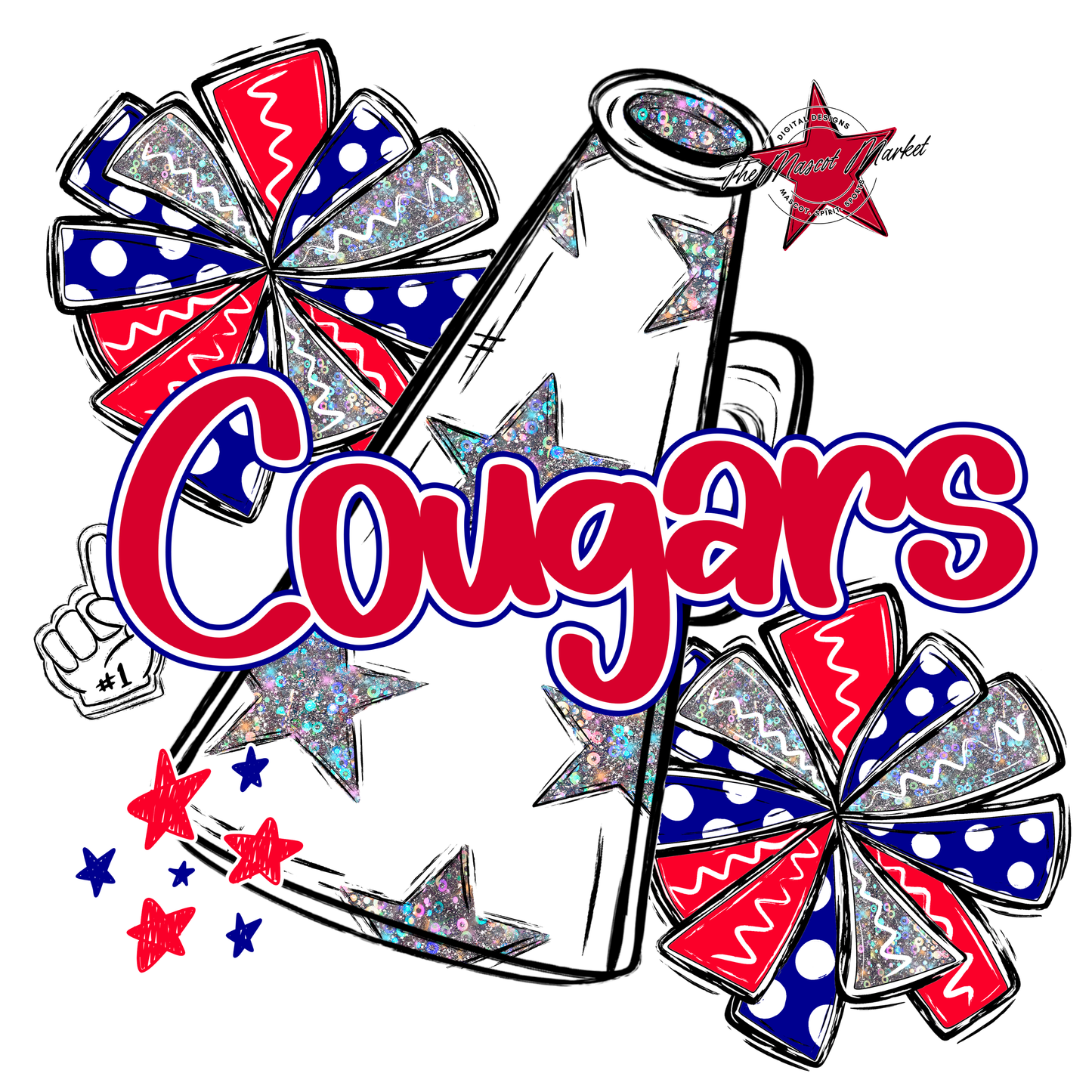 Cougars Alpha Megaphone Design-Blue-Red