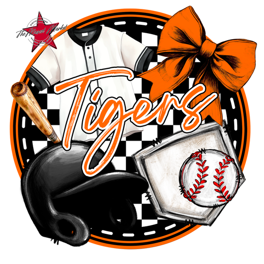 Tigers Circle Baseball Design-Orange