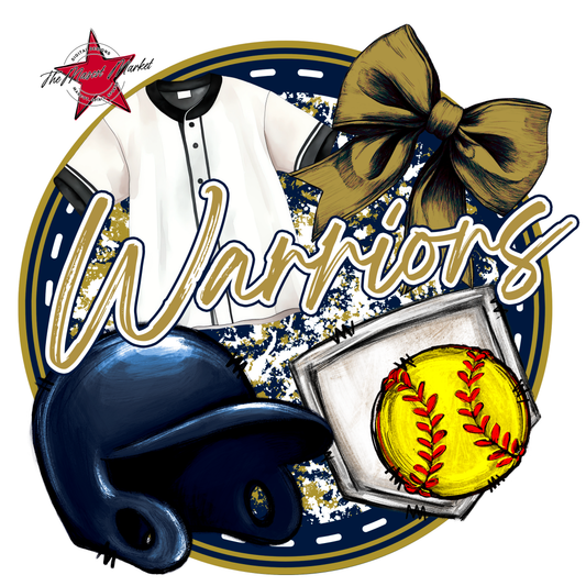 Warriors Circle Softball Design-Navy-Gold