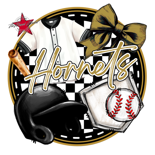 Hornets Circle Baseball Design-Gold