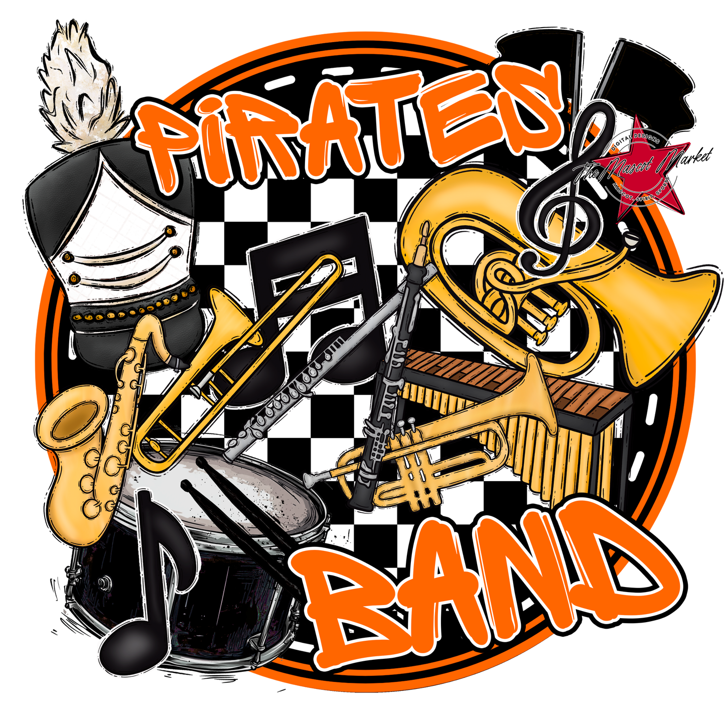Pirates Circle Band Design-Orange