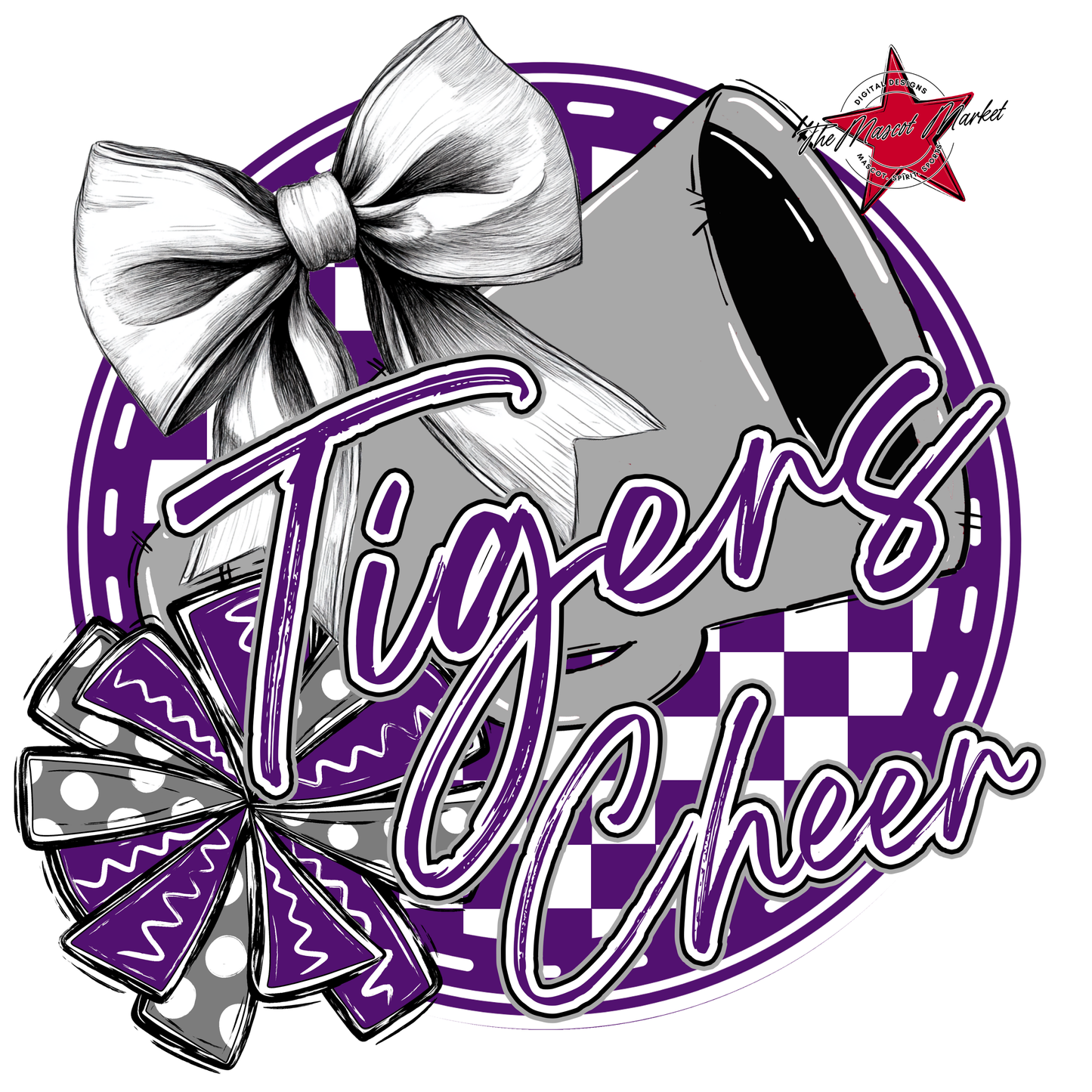 Tigers Circle Cheer Design-Purple-Grey