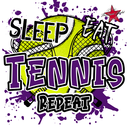 Eat Sleep Tennis Repeat-Purple