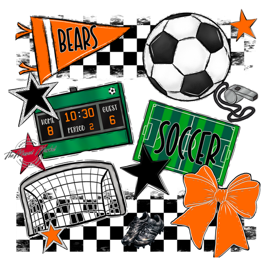 Bears Soccer Checkers Design-Orange