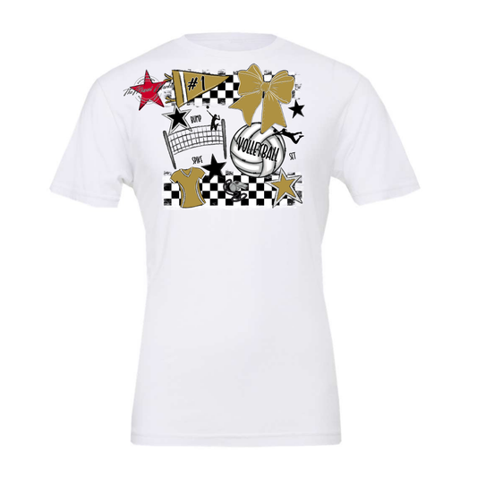 Volleyball Checkers Spirit Design-Gold