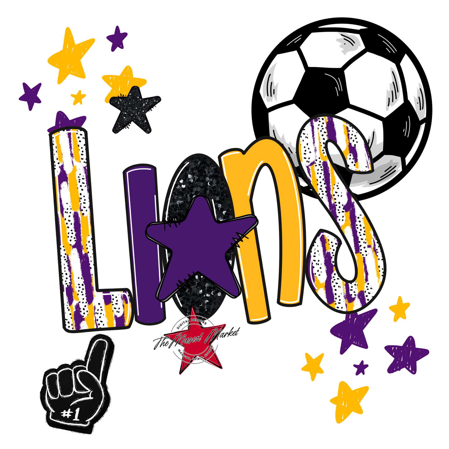 Lions Soccer Scrape-Purple-Yellow