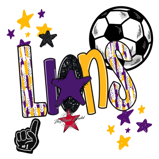 Lions Soccer Scrape-Purple-Yellow