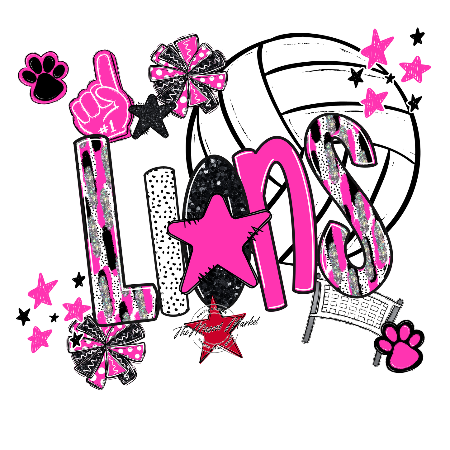 Lions Volleyball Scrape-Pink