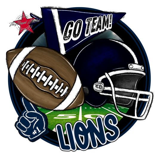 Lions Circle Football Design-Navy