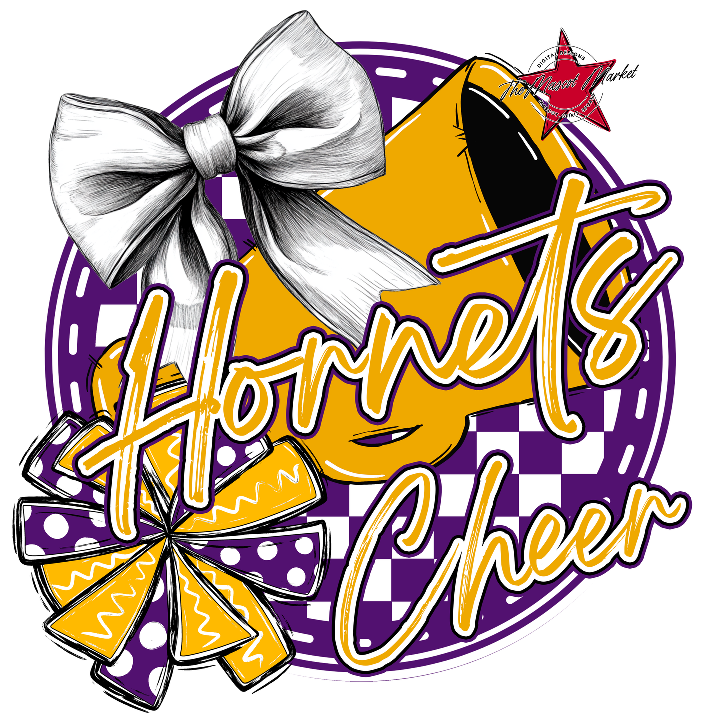 Hornets Circle Cheer Design-Purple-Yellow