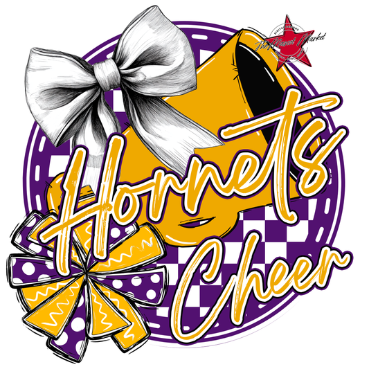 Hornets Circle Cheer Design-Purple-Yellow