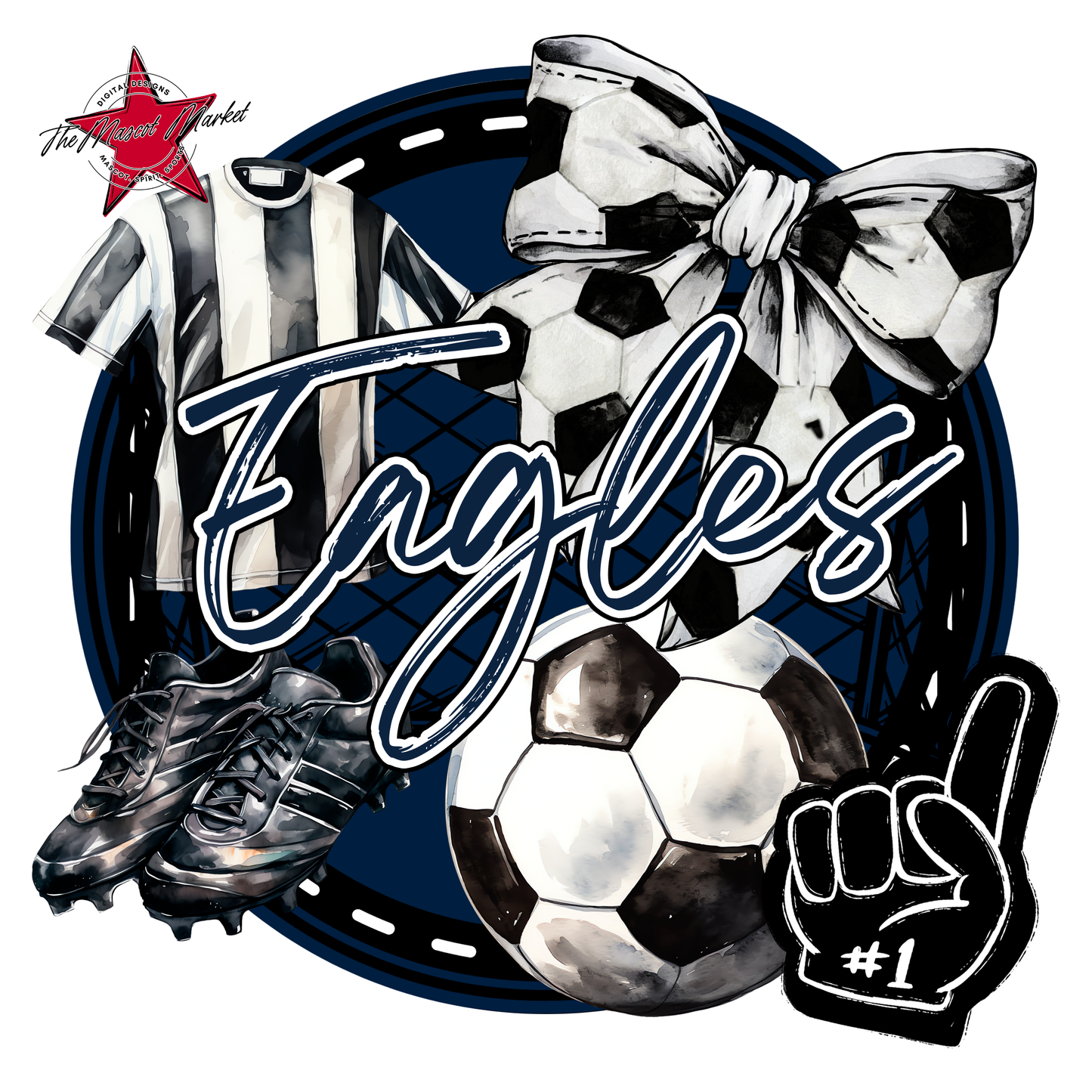 Eagles Circle Soccer Design-Navy