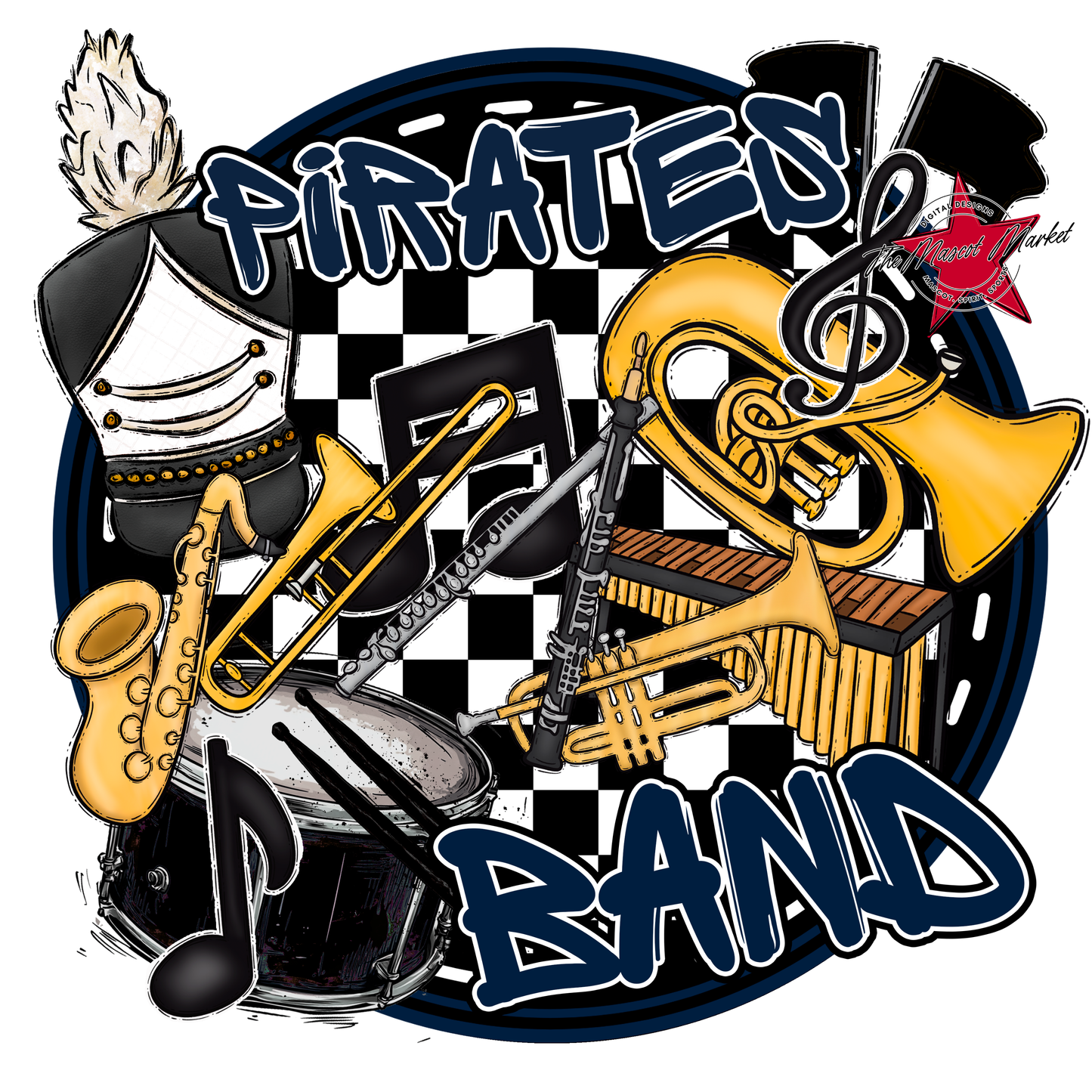 Pirates Circle Band Design-Navy
