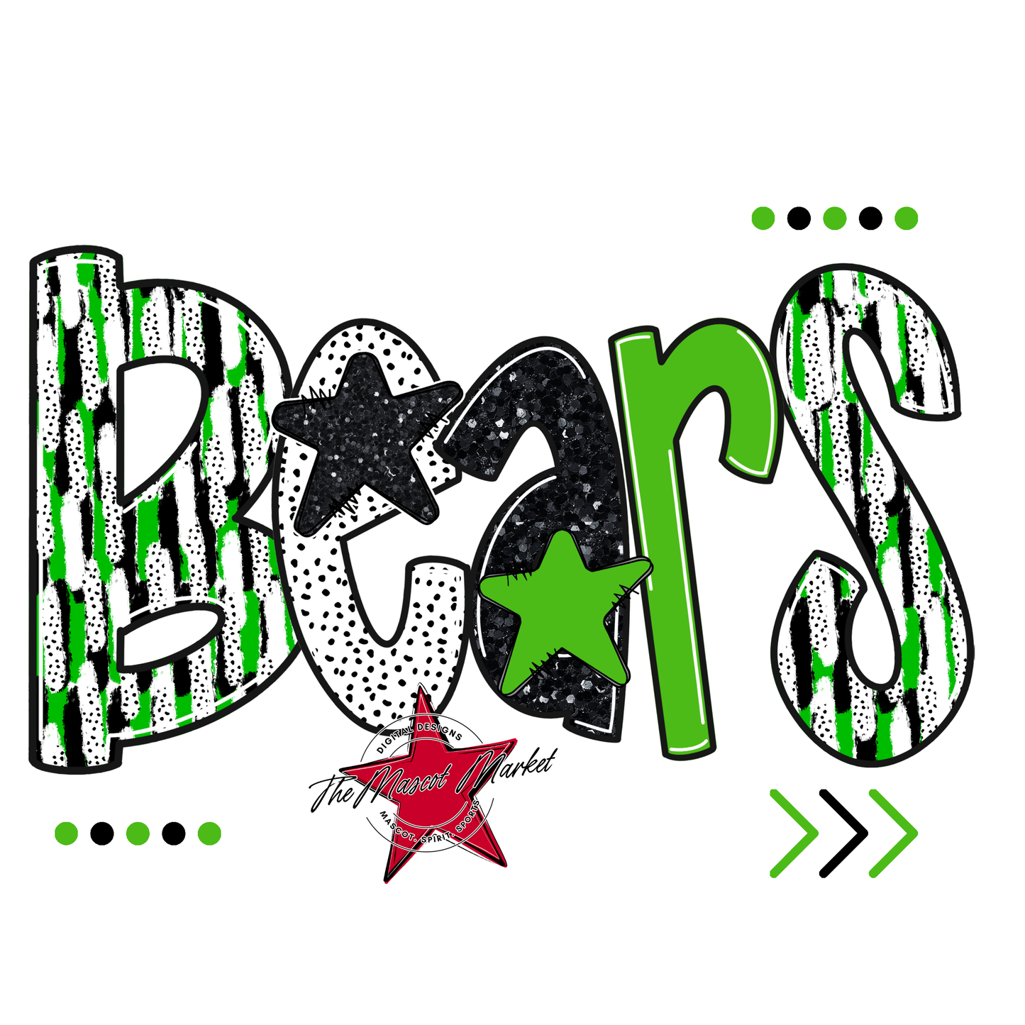 Bears Brushstroke Alpha Design-Bright Green