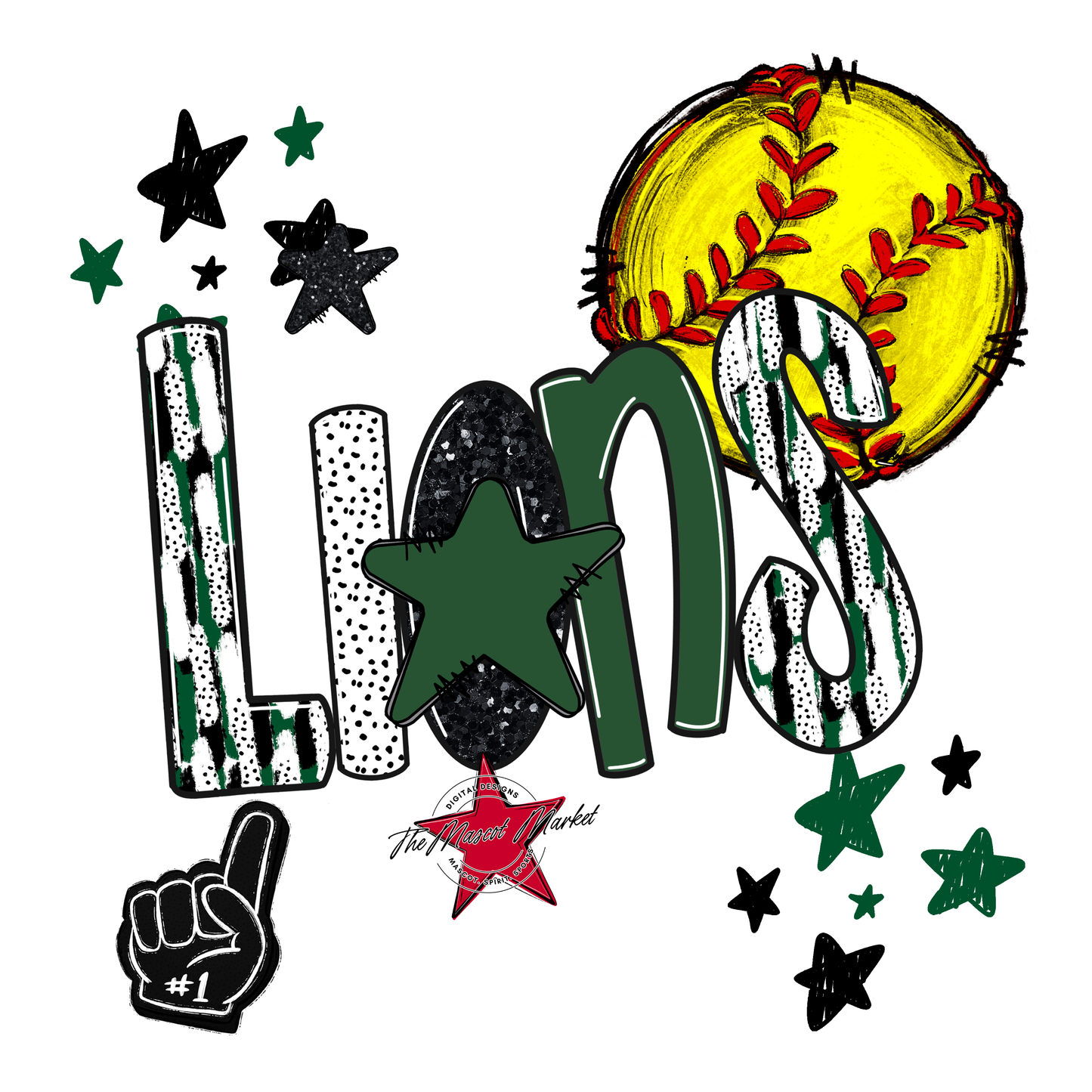 Lions Softball Scrape-Green