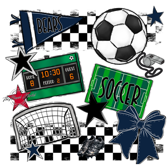 Bears Soccer Checkers Design-Navy