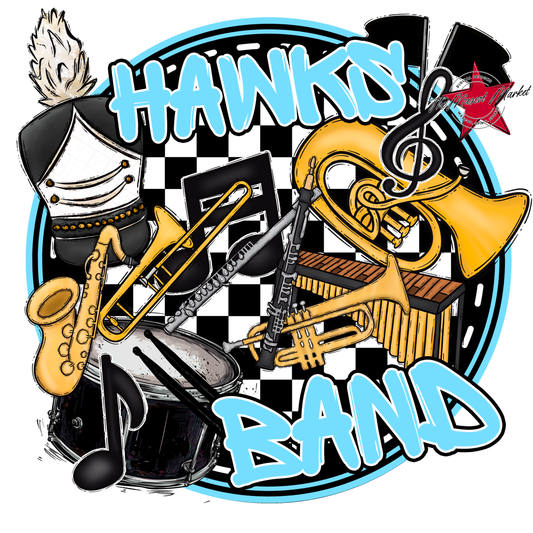 Hawks Circle Band Design-Columbia Blue