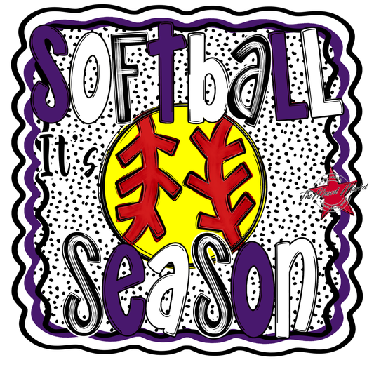 It's Softball Season Dot Design-Purple