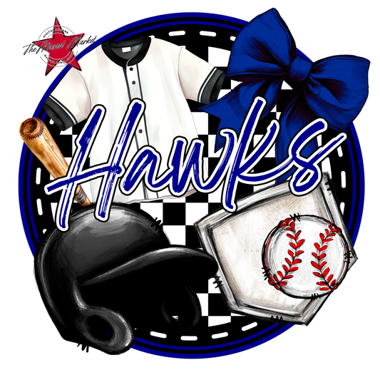 Hawks Circle Baseball Design-Blue