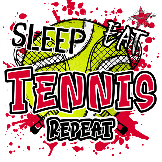 Eat Sleep Tennis Repeat-Red