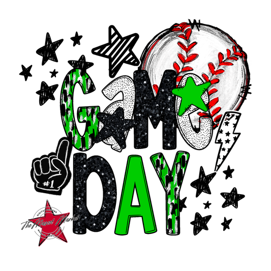 Baseball Game Day Scrape-Bright Green