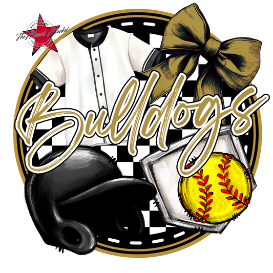 Bulldogs Circle Softball Design-Gold