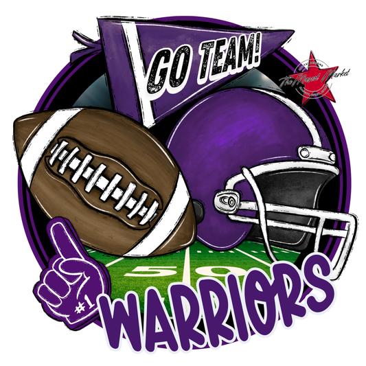 Warriors Circle Football Design-Purple