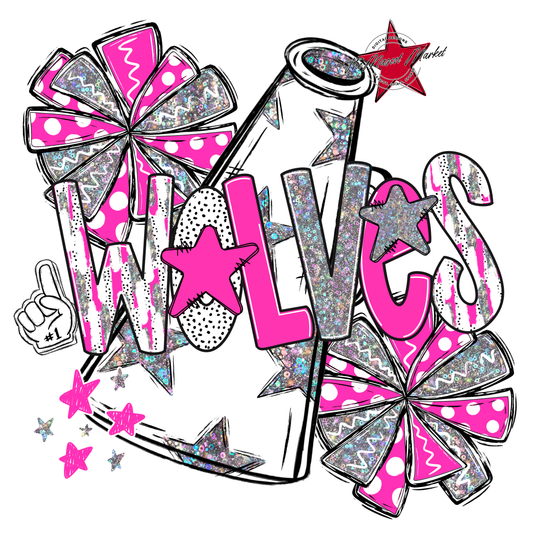 Wolves Cheer Megaphone Scrape-Pink