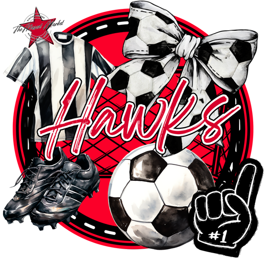 Hawks Circle Soccer Design-Red