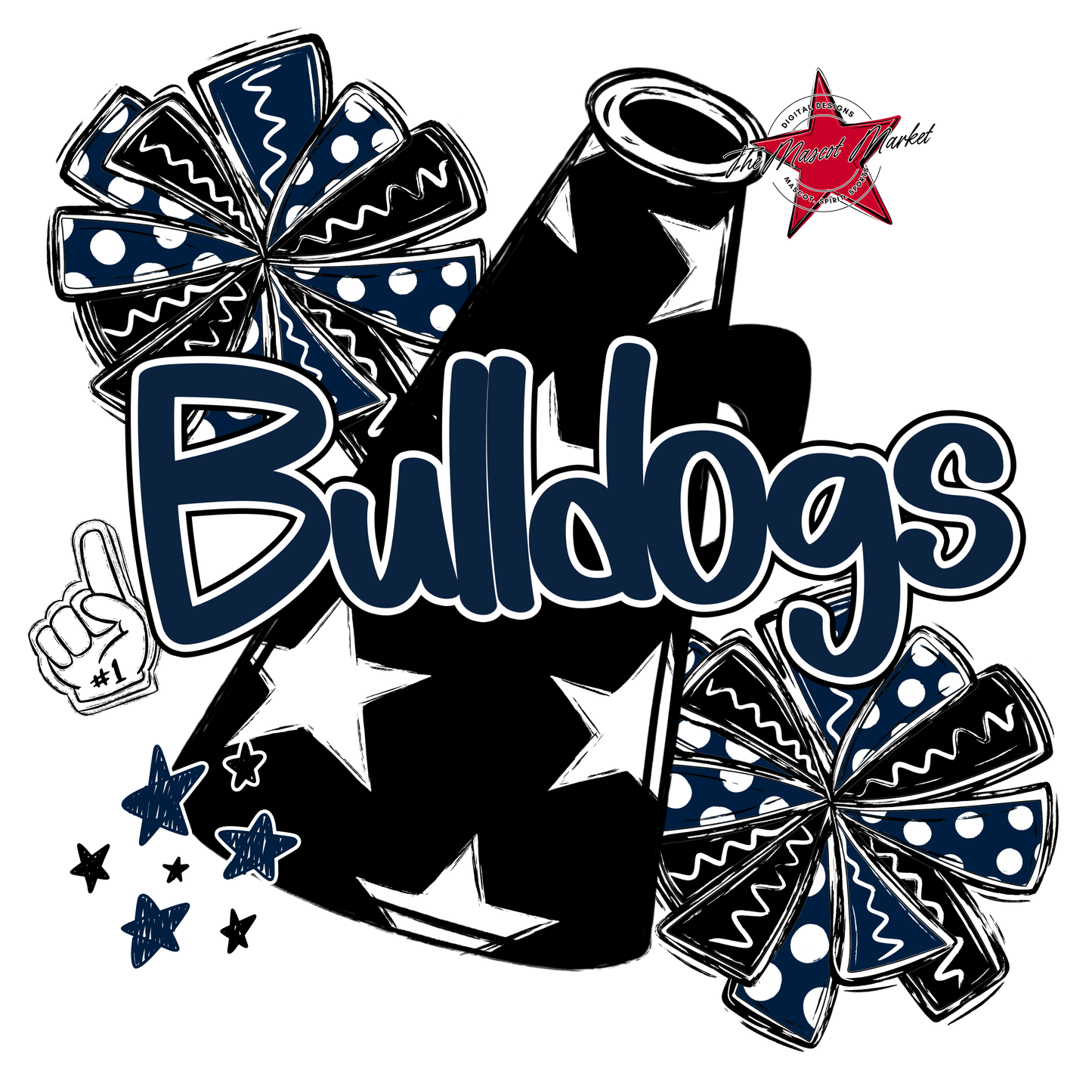 Bulldogs Alpha Megaphone Design-Navy