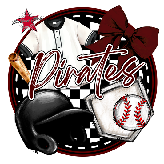 Pirates Circle Baseball Design-Maroon
