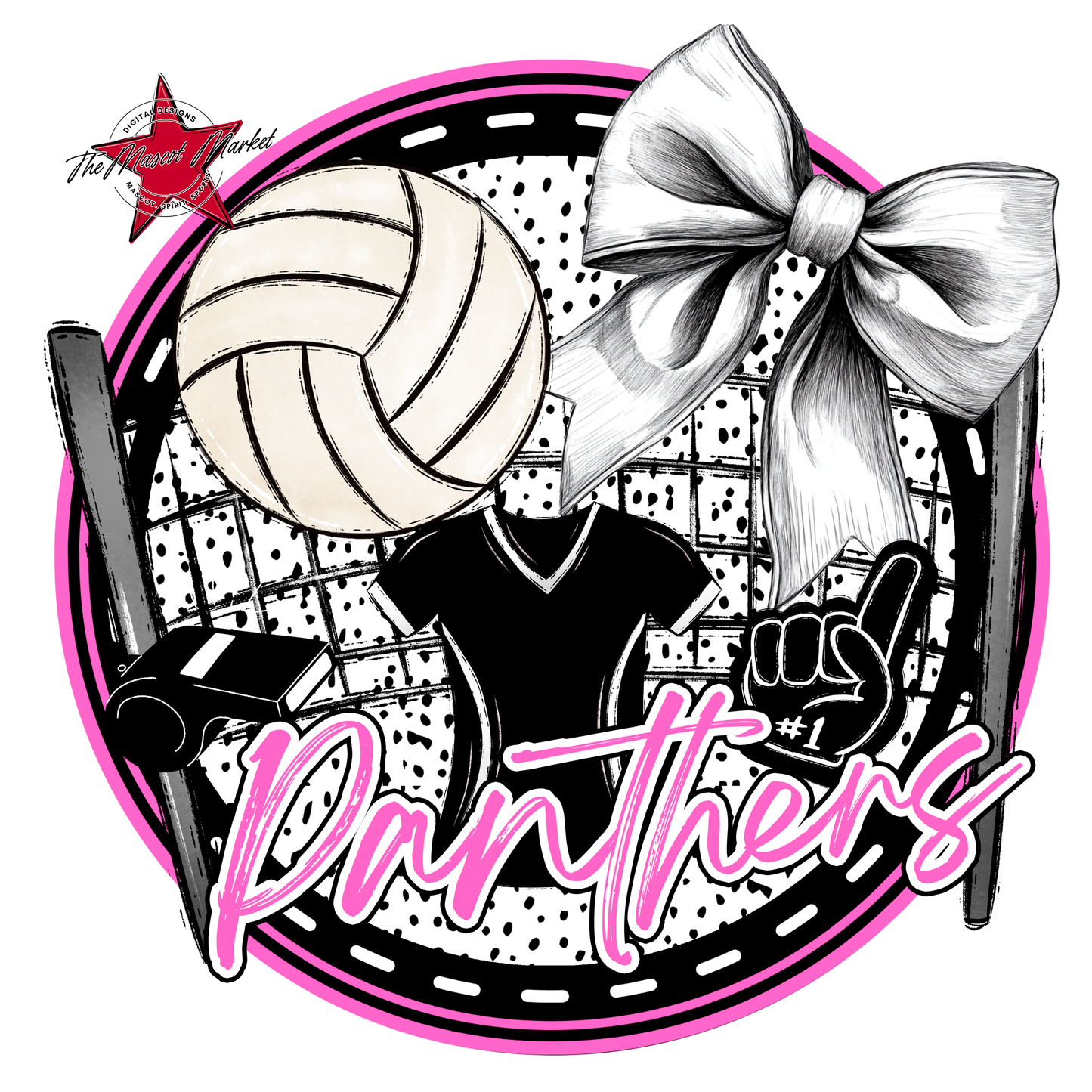 Panthers Circle Volleyball Design-Baby Pink