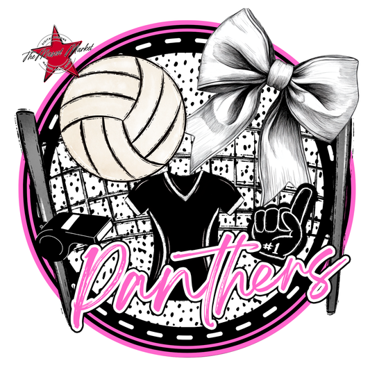 Panthers Circle Volleyball Design-Baby Pink