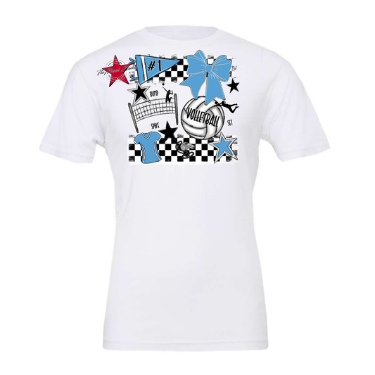 Volleyball Checkers Spirit Design-Carolina Blue
