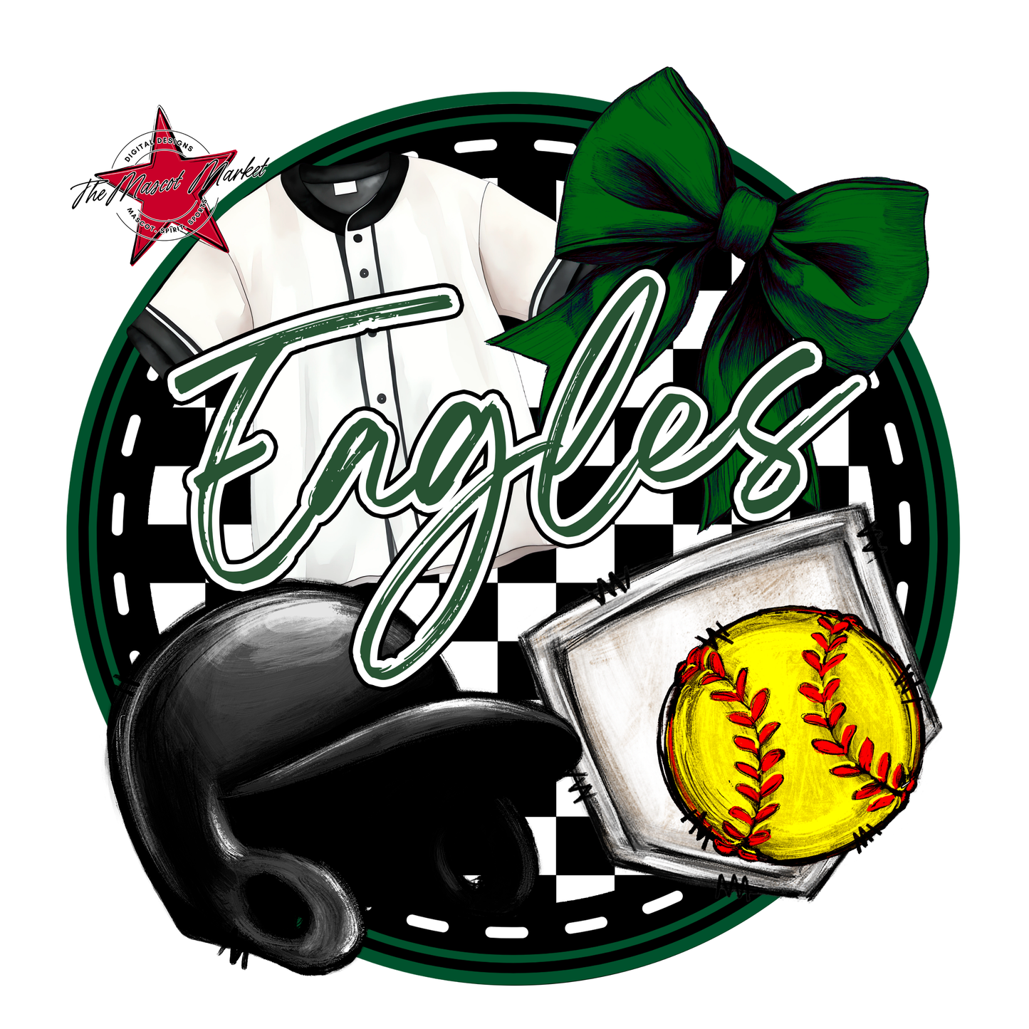 Eagles Circle Softball Design-Green