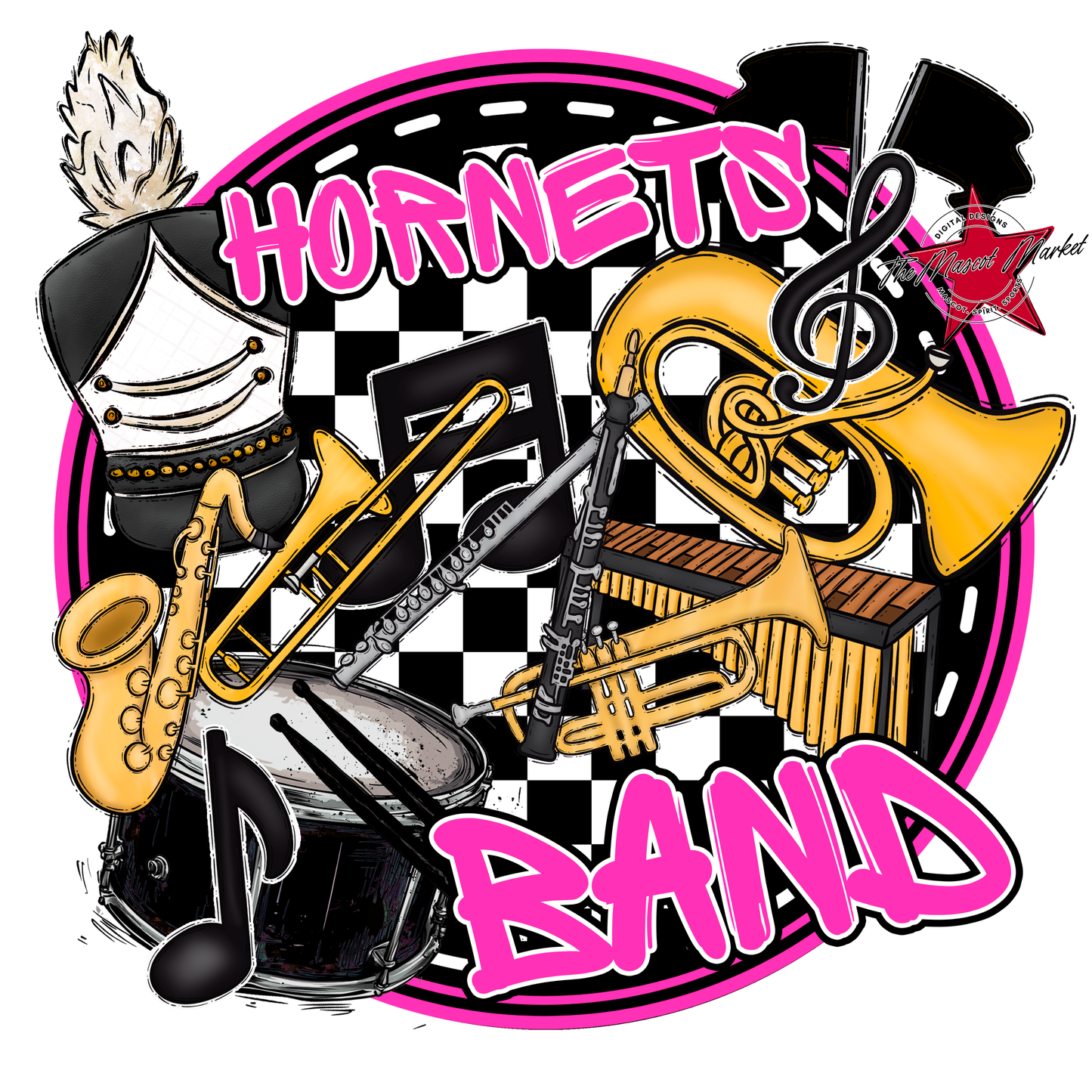 Hornets Circle Band Design-Pink