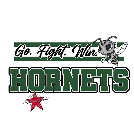 Hornets Go Fight Win Mascot Lines-Green