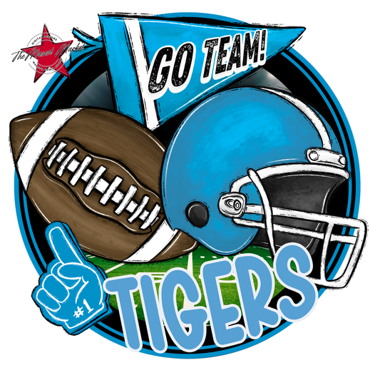 Tigers Circle Football Design-Carolina Blue