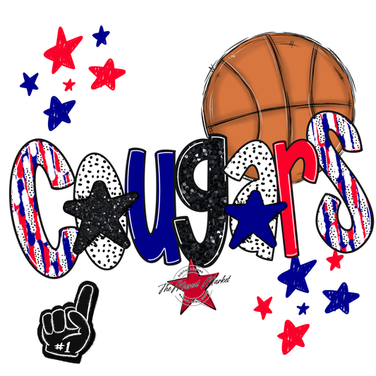 Cougars Basketball Scrape-Blue-Red